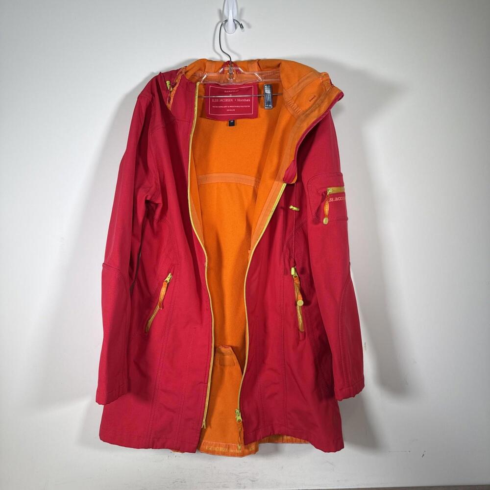 ILSE JACOBSEN Pink Hornbaek Womens Fleece Lined Hooded Raincoat size 38